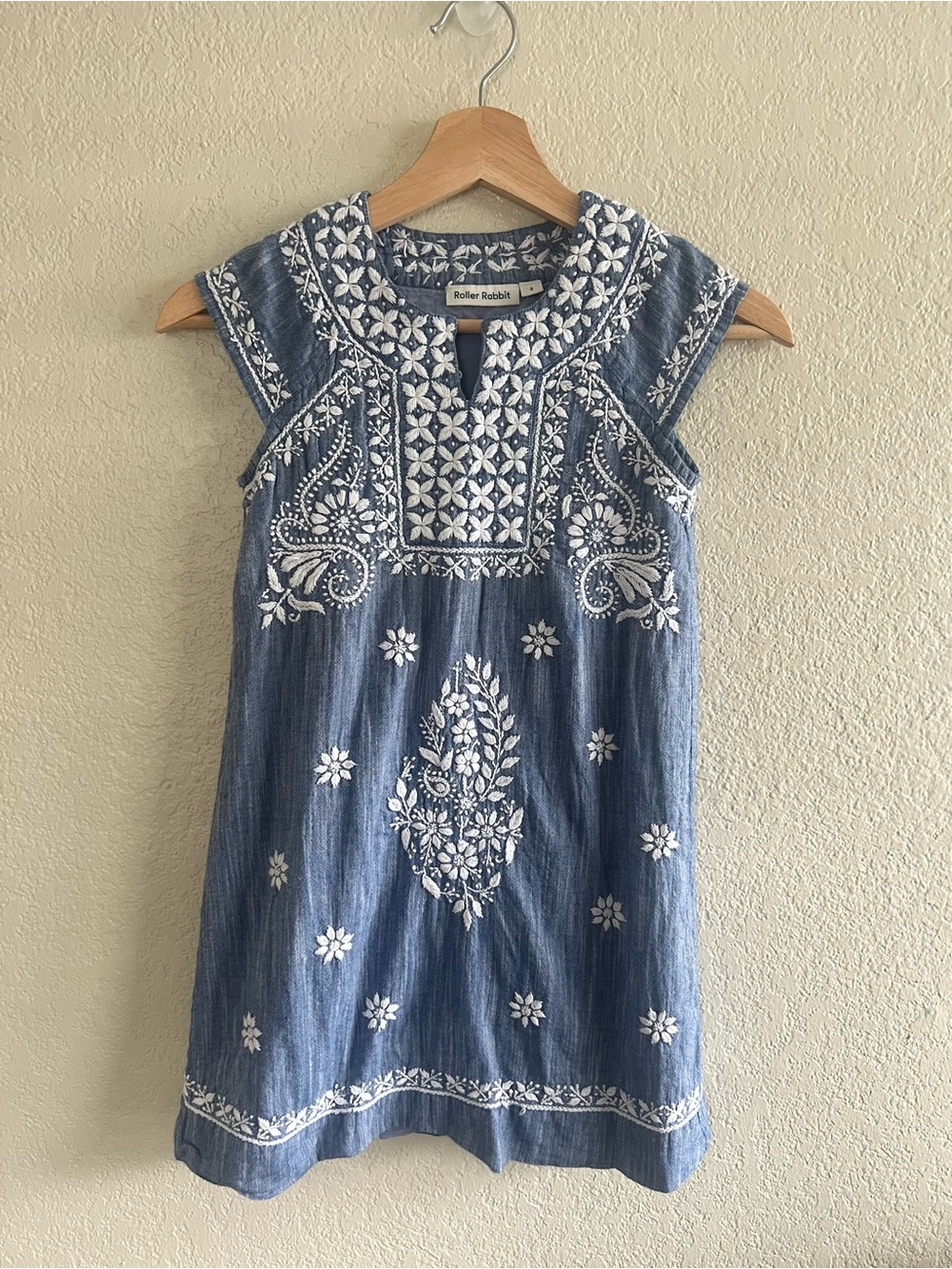 Roller Rabbit Kids Faith Blue Chambray Dress Size 8 Vacation Beach Coastal